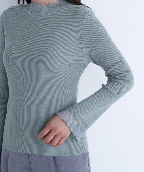 NATURAL BEAUTY BASIC（ナチュラルビューティーベーシック）の「◇【Oggi掲載・sweet掲載】【WEB限定カラー：グレー】【ちょうど、いい服】“さりげな”シアースリーブニット（ニット/セーター・レディース・グレー/チャコールグレー/オフホワイト/ブラック/ワイン/ライトグリーン・FREE）」の18枚目の写真