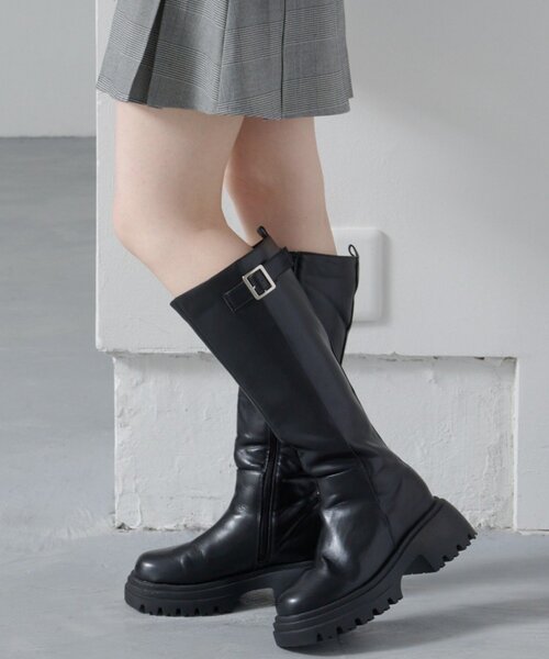 Kastane（カスタネ）の「【新色追加/レザー&スエード】ベルトロングブーツ（ブーツ・レディース・ブラウン/ダークブラウン/ブラック/ブラウン系その他・36/37/38）」の3枚目の写真