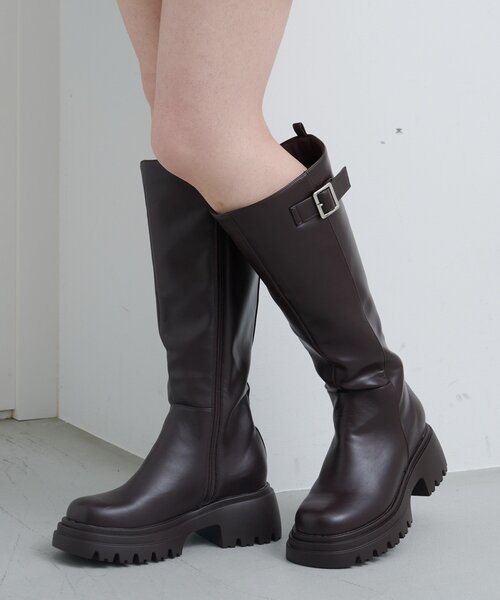 Kastane（カスタネ）の「【新色追加/レザー&スエード】ベルトロングブーツ（ブーツ・レディース・ブラウン/ダークブラウン/ブラック/ブラウン系その他・36/37/38）」の6枚目の写真