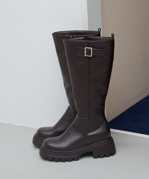 Kastane（カスタネ）の「【新色追加/レザー&スエード】ベルトロングブーツ（ブーツ・レディース・ブラウン/ダークブラウン/ブラック/ブラウン系その他・36/37/38）」の8枚目の写真