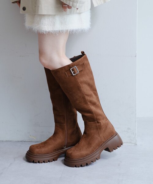 Kastane（カスタネ）の「【新色追加/レザー&スエード】ベルトロングブーツ（ブーツ・レディース・ブラウン/ダークブラウン/ブラック/ブラウン系その他・36/37/38）」の5枚目の写真
