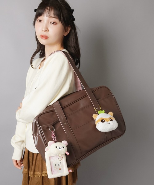 SPINNS（スピンズ）の「学校生活を楽しく♪通学最適◎ 合皮スクールバッグ/スクバ/裏地スター総柄/チェック柄（ハンドバッグ・レディース・ブラック系その他/ブラウン系その他・ONESIZE）」の22枚目の写真