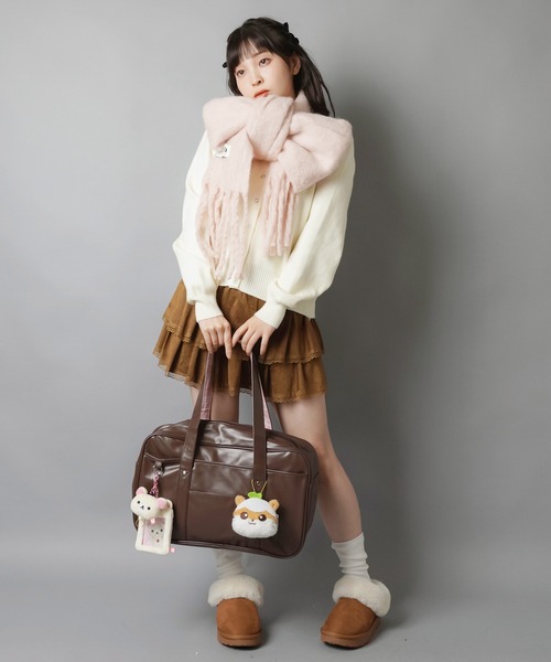 SPINNS（スピンズ）の「学校生活を楽しく♪通学最適◎ 合皮スクールバッグ/スクバ/裏地スター総柄/チェック柄（ハンドバッグ・レディース・ブラック系その他/ブラウン系その他・ONESIZE）」の18枚目の写真