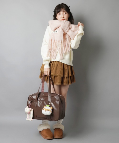 SPINNS（スピンズ）の「学校生活を楽しく♪通学最適◎ 合皮スクールバッグ/スクバ/裏地スター総柄/チェック柄（ハンドバッグ・レディース・ブラック系その他/ブラウン系その他・ONESIZE）」の19枚目の写真