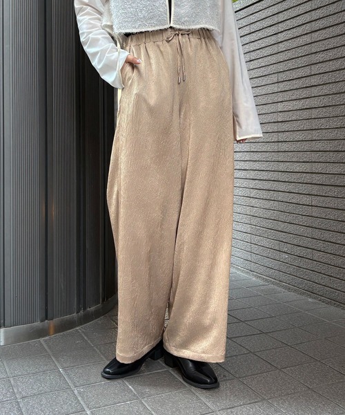 セール】【&g'aime】サテンワイドパンツ Satin Wide-Leg Pants