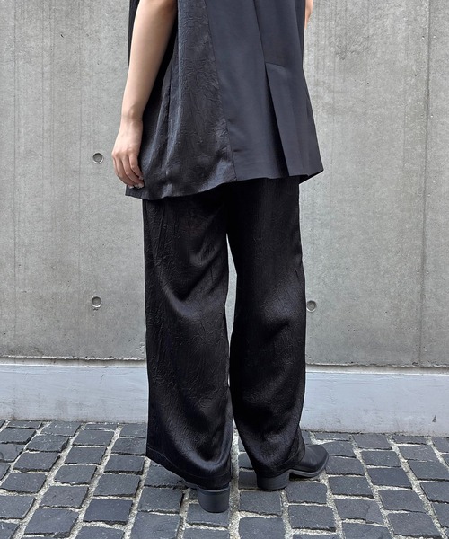 ★AMES-WORLDWIDE★NYLON WIDE PANTS IVORY★正規品/直送料込 &g'aime】サテンワイドパンツ Satin Wide-Leg Pants（スラックス