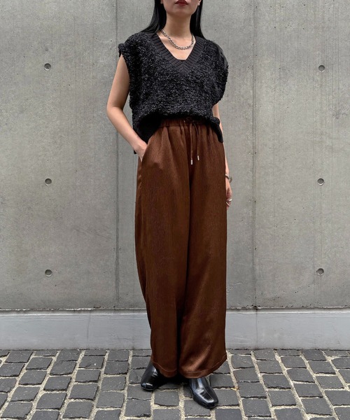 &g'aime】サテンワイドパンツ Satin Wide-Leg Pants（スラックス