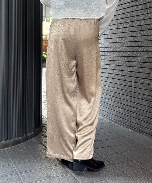 ★AMES-WORLDWIDE★NYLON WIDE PANTS IVORY★正規品/直送料込 &g'aime】サテンワイドパンツ Satin Wide-Leg Pants(スラックス