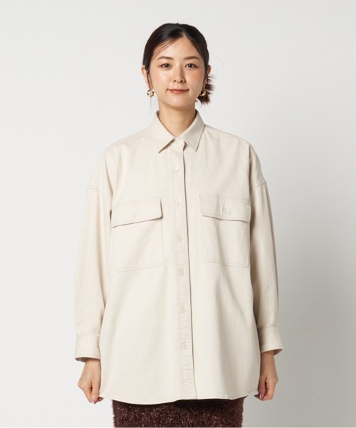 HELIOPOLE(エリオポール)の「COTTON TWILL BIG SHIRT(シャツ/ブラウス・レディース・キャメル/アイボリー・36/38)」の13枚目の写真