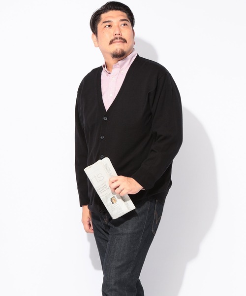 B&T CLUB（ビーティークラブ）の「B＆T CLUB (ビーアンドティークラブ) ふわかる ウォッシャブル 12G 天竺編み カーディガン（カーディガン/ボレロ・メンズ・ネイビー/ダークグレー/ブラック・5L/4L/3L）」の6枚目の写真