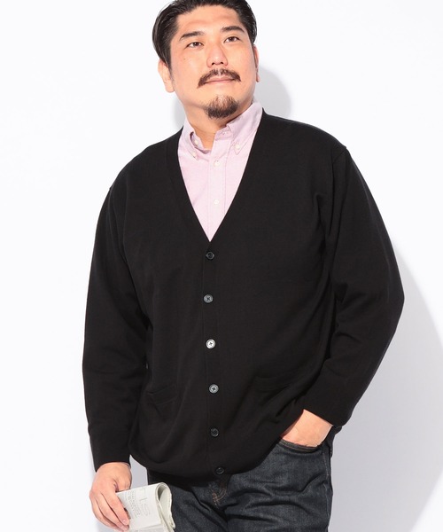 B&T CLUB（ビーティークラブ）の「B＆T CLUB (ビーアンドティークラブ) ふわかる ウォッシャブル 12G 天竺編み カーディガン（カーディガン/ボレロ・メンズ・ネイビー/ダークグレー/ブラック・5L/4L/3L）」の4枚目の写真