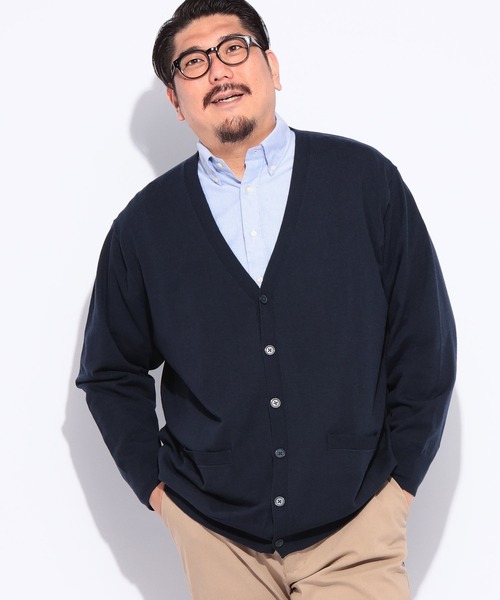 B&T CLUB（ビーティークラブ）の「B＆T CLUB (ビーアンドティークラブ) ふわかる ウォッシャブル 12G 天竺編み カーディガン（カーディガン/ボレロ・メンズ・ネイビー/ダークグレー/ブラック・5L/4L/3L）」の13枚目の写真