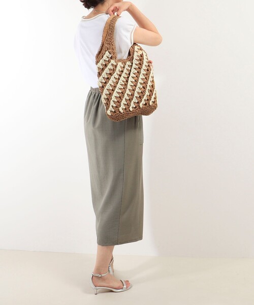 MICO COULIER(ミコクリエ)の「ペーパー柄編みクリテトートバッグ(トートバッグ・レディース・ブラウン系その他/ベージュ系その他・FREE)」の4枚目の写真