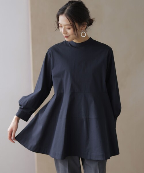 組曲(クミキョク)の「コンパクトシャーティング チュニックブラウス(シャツ/ブラウス・レディース・ネイビー系/アイボリー系1/ブルー系その他・F)」の9枚目の写真