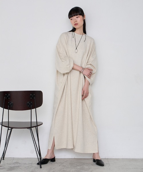 forksy.（フォルクシー）の「【forksy.】＜エブリデイシリーズ＞モンスターギャザースリーブポケットワンピース（ワンピース・レディース・ブラック系/スモークピンク/ブラック/ネイビー/杢グレー/オートミール/ホワイト×ブラック/チャコールグレー/ブラック系2・L/M）」の7枚目の写真