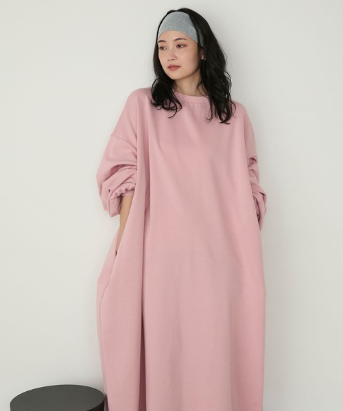 【サービス品@1780〜】ピンクファンキー錦 forksy.】エブリデイモンスターギャザースリーブポケットワンピース