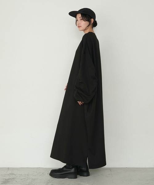 forksy.（フォルクシー）の「【forksy.】＜エブリデイシリーズ＞モンスターギャザースリーブポケットワンピース（ワンピース・レディース・ブラック系/スモークピンク/ブラック/ネイビー/杢グレー/オートミール/ホワイト×ブラック/チャコールグレー/ブラック系2・L/M）」の15枚目の写真