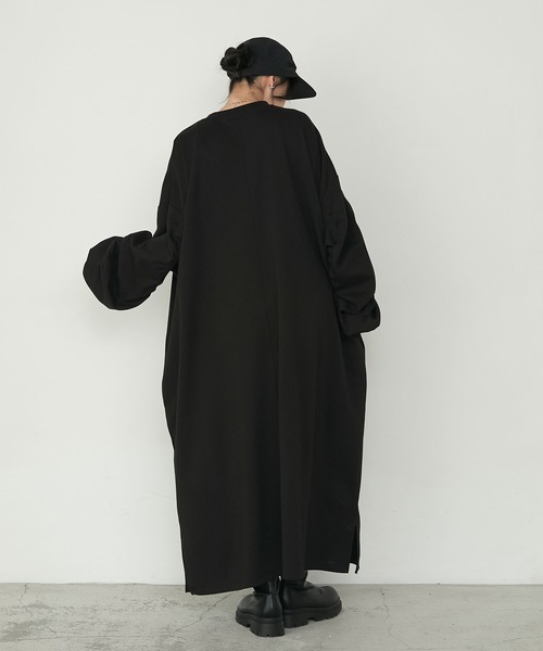 forksy.（フォルクシー）の「【forksy.】＜エブリデイシリーズ＞モンスターギャザースリーブポケットワンピース（ワンピース・レディース・ブラック系/スモークピンク/ブラック/ネイビー/杢グレー/オートミール/ホワイト×ブラック/チャコールグレー/ブラック系2・L/M）」の16枚目の写真