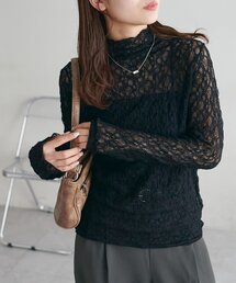 【WEB限定】ストレッチレースボトルネックプルオーバー