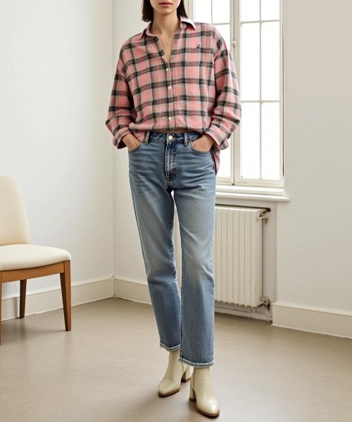 U.S. POLO ASSN.(ユーエスポロアッスン)の「U.S. POLO ASSN./ユーエスポロアッスン Flannel Check Shirt/オーバーサイズ フランネル チェック ロゴ ワンポイント刺繍 レギュラーカラーシャツ/レディース(シャツ/ブラウス・レディース・ネイビー/ホワイト/ピンク/グリーン・M/L)」の17枚目の写真