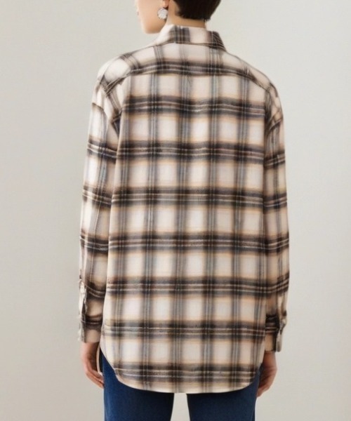 U.S. POLO ASSN.(ユーエスポロアッスン)の「U.S. POLO ASSN./ユーエスポロアッスン Flannel Check Shirt/オーバーサイズ フランネル チェック ロゴ ワンポイント刺繍 レギュラーカラーシャツ/レディース(シャツ/ブラウス・レディース・ネイビー/ホワイト/ピンク/グリーン・M/L)」の7枚目の写真