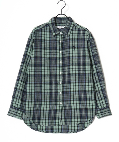 U.S. POLO ASSN.(ユーエスポロアッスン)の「U.S. POLO ASSN./ユーエスポロアッスン Flannel Check Shirt/オーバーサイズ フランネル チェック ロゴ ワンポイント刺繍 レギュラーカラーシャツ/レディース(シャツ/ブラウス・レディース・ネイビー/ホワイト/ピンク/グリーン・M/L)」の20枚目の写真