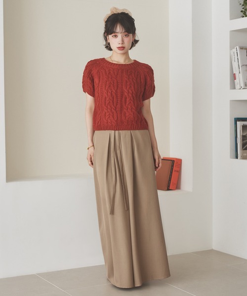 LAULEN(ローレン)の「wool blend cable puff knit /ウールブレンドケーブル編みパフニット(ニット/セーター・レディース・レッド/グレー/アイボリー・FREE)」の16枚目の写真