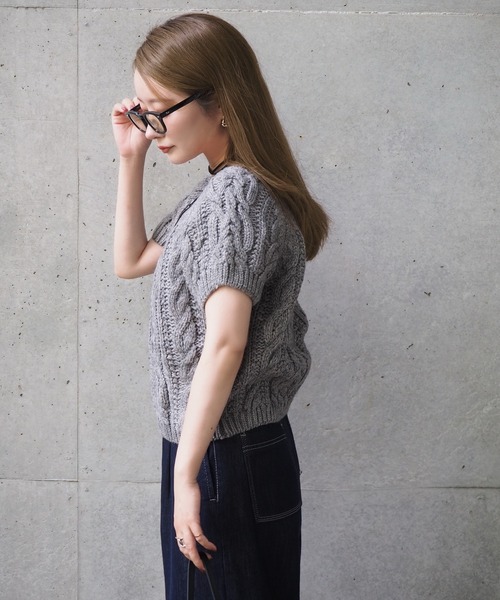 LAULEN(ローレン)の「wool blend cable puff knit /ウールブレンドケーブル編みパフニット(ニット/セーター・レディース・レッド/グレー/アイボリー・FREE)」の20枚目の写真