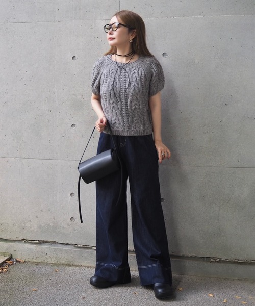 LAULEN(ローレン)の「wool blend cable puff knit /ウールブレンドケーブル編みパフニット(ニット/セーター・レディース・レッド/グレー/アイボリー・FREE)」の21枚目の写真