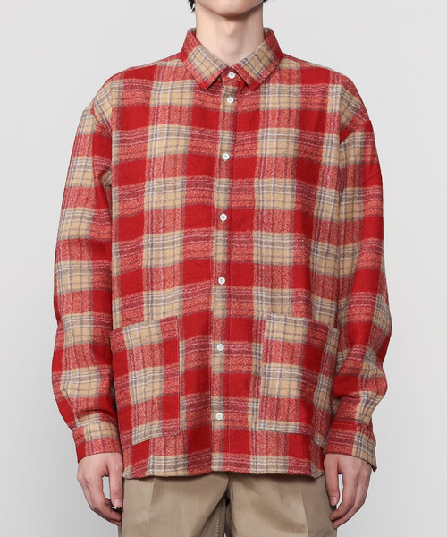 GALLEGO DESPORTES（ギャレゴデスポート）の「GALLEGO DESPORTES | ウールフランネル オーバーサイズレギュラーカラーシャツ MEN（シャツ/ブラウス・メンズ・レッド系その他・M/S）」の7枚目の写真