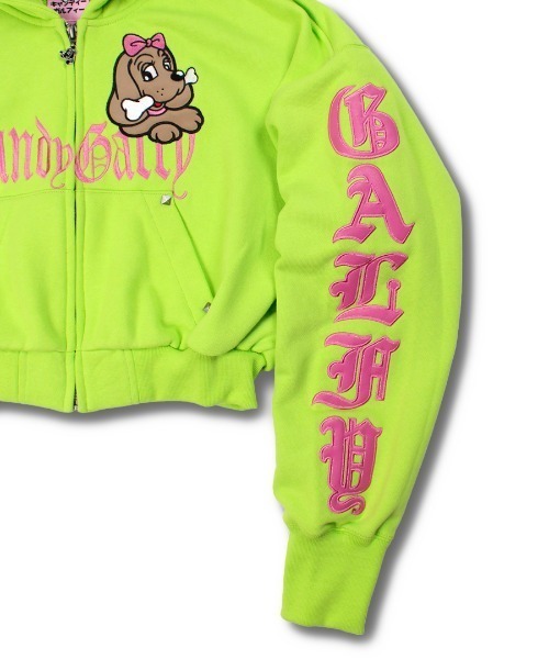 GALFY（ガルフィー）の「GALFY（ガルフィー）エンジェルギャルパーカー/ショート丈スウェットジップパーカー レディース（パーカー・レディース・ピンク/ライム/ブラック・FREE）」の9枚目の写真