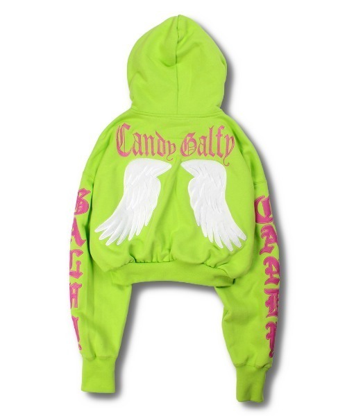 GALFY（ガルフィー）の「GALFY（ガルフィー）エンジェルギャルパーカー/ショート丈スウェットジップパーカー レディース（パーカー・レディース・ピンク/ライム/ブラック・FREE）」の11枚目の写真