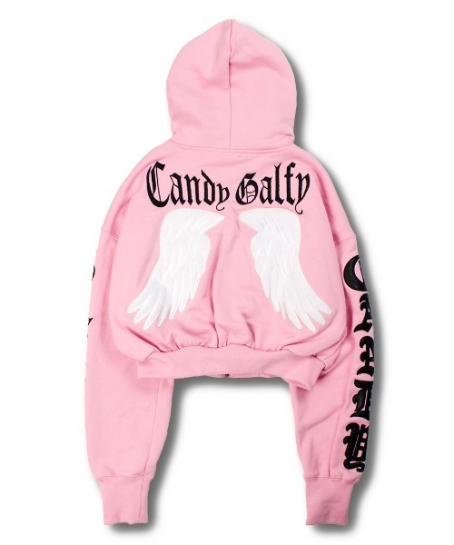 GALFY（ガルフィー）の「GALFY（ガルフィー）エンジェルギャルパーカー/ショート丈スウェットジップパーカー レディース（パーカー・レディース・ピンク/ライム/ブラック・FREE）」の10枚目の写真