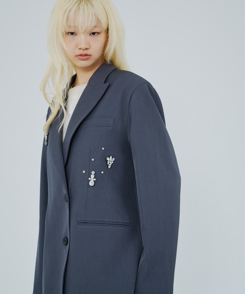 ANDRESD（アンドレスド）の「ジュエルシャインボクシージャケット / jewels shine boxy jacket（テーラードジャケット・レディース・グレー/ブラック・S/M/L）」の17枚目の写真