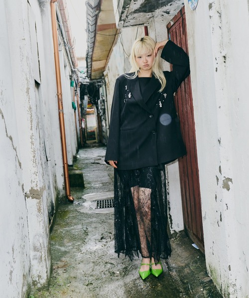 ANDRESD（アンドレスド）の「ジュエルシャインボクシージャケット / jewels shine boxy jacket（テーラードジャケット・レディース・グレー/ブラック・S/M/L）」の11枚目の写真