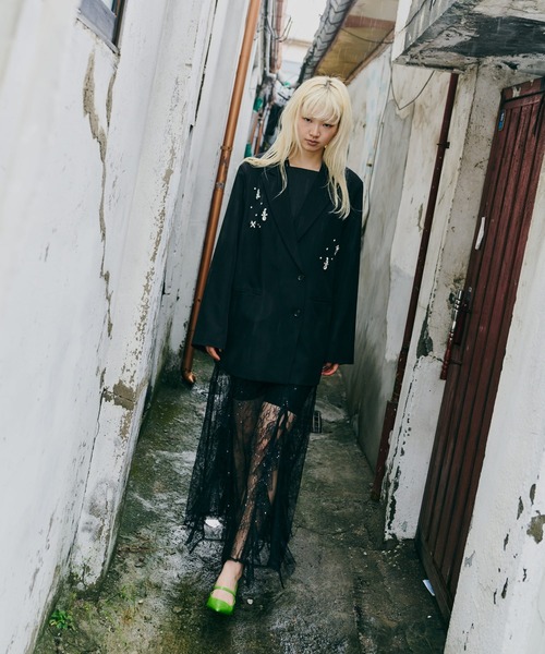 ANDRESD（アンドレスド）の「ジュエルシャインボクシージャケット / jewels shine boxy jacket（テーラードジャケット・レディース・グレー/ブラック・S/M/L）」の18枚目の写真