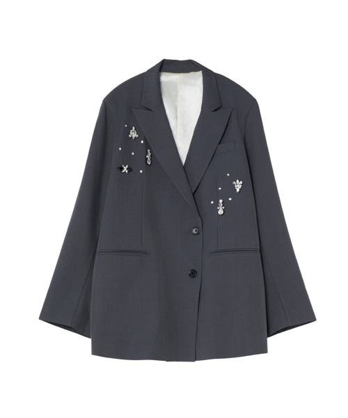 ANDRESD（アンドレスド）の「ジュエルシャインボクシージャケット / jewels shine boxy jacket（テーラードジャケット・レディース・グレー/ブラック・S/M/L）」の15枚目の写真