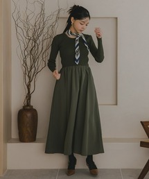Petitjo | 小さいサイズ　スクエアネックドッキングフレアワンピース　低身長さん・小柄女性(ワンピース)