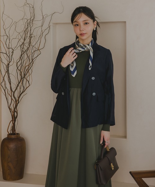 Petitjo（プッチージョ）の「小さいサイズ　スクエアネックドッキングフレアワンピース　低身長さん・小柄女性（ワンピース・レディース・ブラック/カーキ・PS/PSS/PL/PM）」の8枚目の写真
