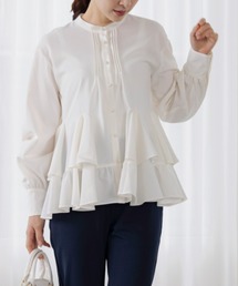 SONO ソーノ　フリル襟 ホワイトシャツ 長袖 定番人気ブラウス】ご自宅でお洗濯可能/UVカット/日本製