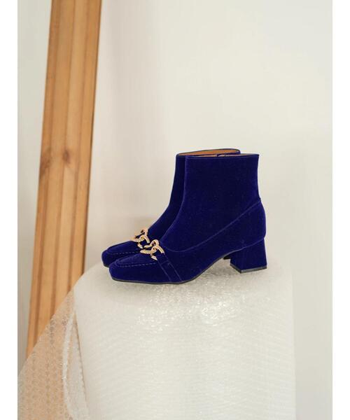 Te chichi（テチチ）の「メタルパーツ×スエード調ミドルブーツ（ブーツ・レディース・ブラック/ブルー・37/38）」の2枚目の写真