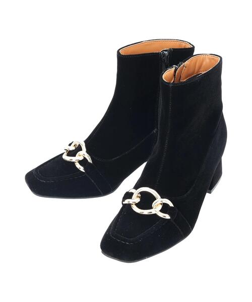 Te chichi（テチチ）の「メタルパーツ×スエード調ミドルブーツ（ブーツ・レディース・ブラック/ブルー・37/38）」の3枚目の写真