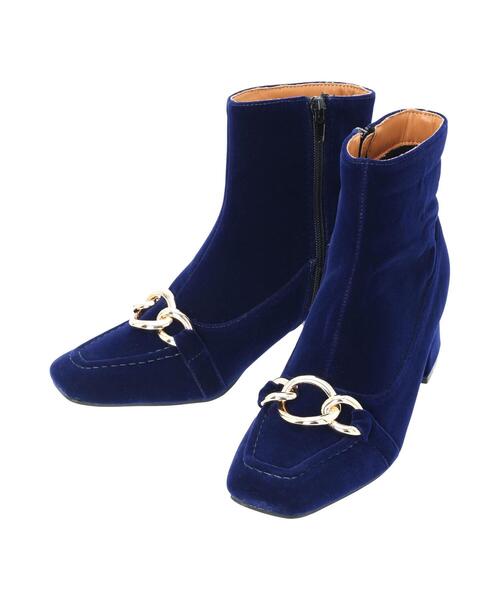 Te chichi（テチチ）の「メタルパーツ×スエード調ミドルブーツ（ブーツ・レディース・ブラック/ブルー・37/38）」の4枚目の写真
