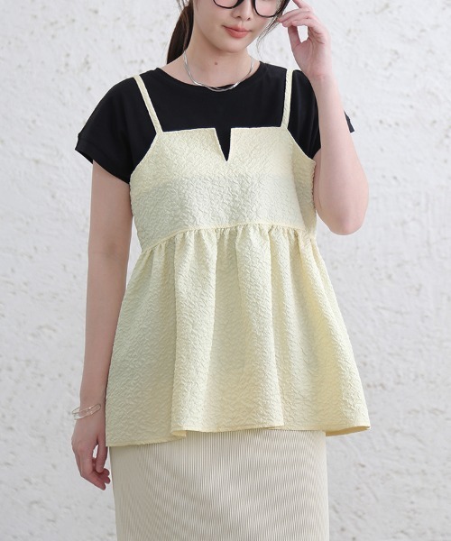 ReRe(リリ)の「Vスリット×ペプラムキャミトップス(キャミソール・レディース・アイボリー/ブラック/ブラウン/ベージュ・MEDIUM)」の15枚目の写真