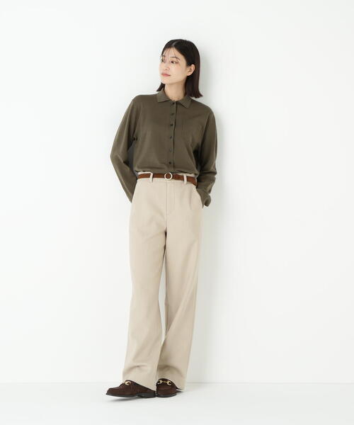 human woman（ヒューマンウーマン）の「◆ダブルクロスストレートパンツ（その他パンツ・レディース・ベージュ/ネイビー・MEDIUM）」の5枚目の写真