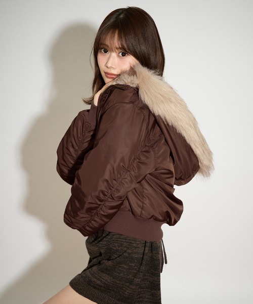 セール】フードフェイクファー付きブルゾン（ブルゾン）｜apres jour