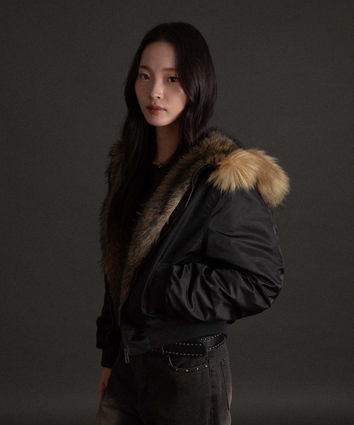 セール】フードフェイクファー付きブルゾン（ブルゾン）｜apres jour