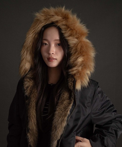 apres jour mignon フードフェイクファー付きブルゾン セール】フードフェイクファー付きブルゾン（ブルゾン）｜apres jour