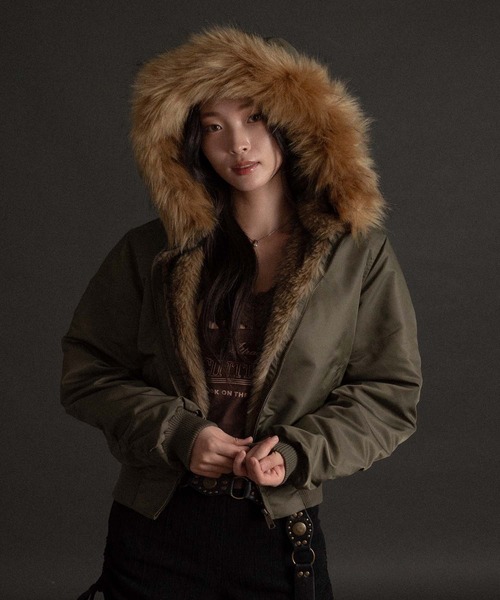 セール】フードフェイクファー付きブルゾン（ブルゾン）｜apres jour