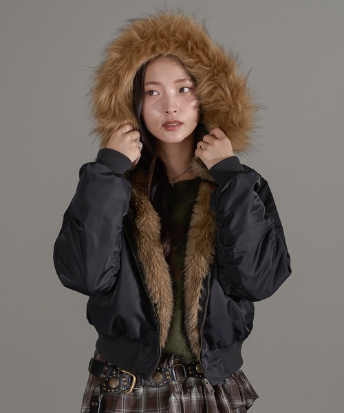 セール】フードフェイクファー付きブルゾン（ブルゾン）｜apres jour